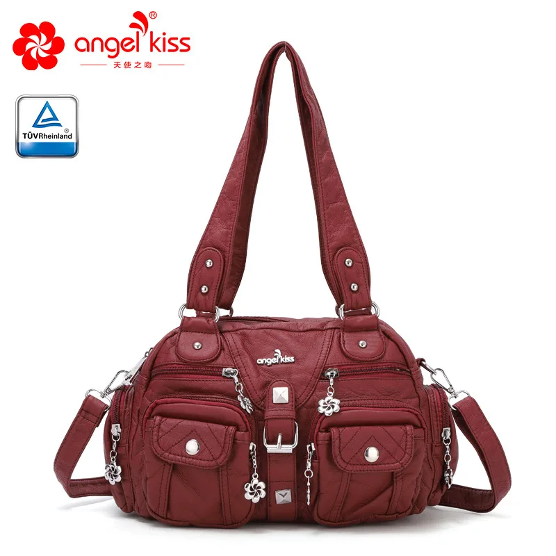 Женская сумка мессенджер Angelkiss черная через плечо в стиле ретро 2019|Сумки с