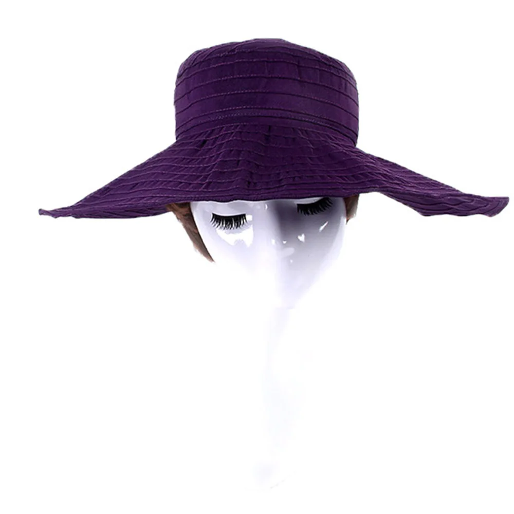 Шляпа женская с широкими полями и защитой от УФ-лучей складная пляжная Панама без