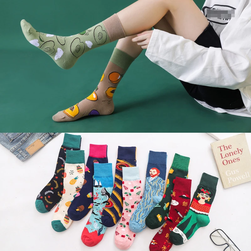 

2021 men's and women's stockings cartoon street personality European and American version cotton socks couple socks
