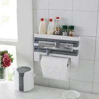 kitchen organizer cling film sauce bottle storage rack paper towel holder rack wall roll paper for home storage supplies