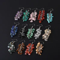 boho natural crystal stone earring 2021 womens fashion handmade long tassel hanging drop earrings multi color irregular jewelr