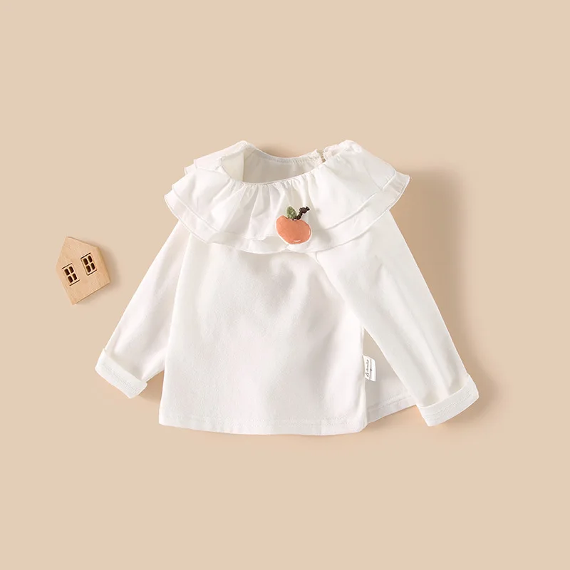 

Рубашки с длинным рукавом для маленьких девочек, весна-осень, новинка, Детские хлопковые белые топы с лацканами, милая Повседневная Блузка д...