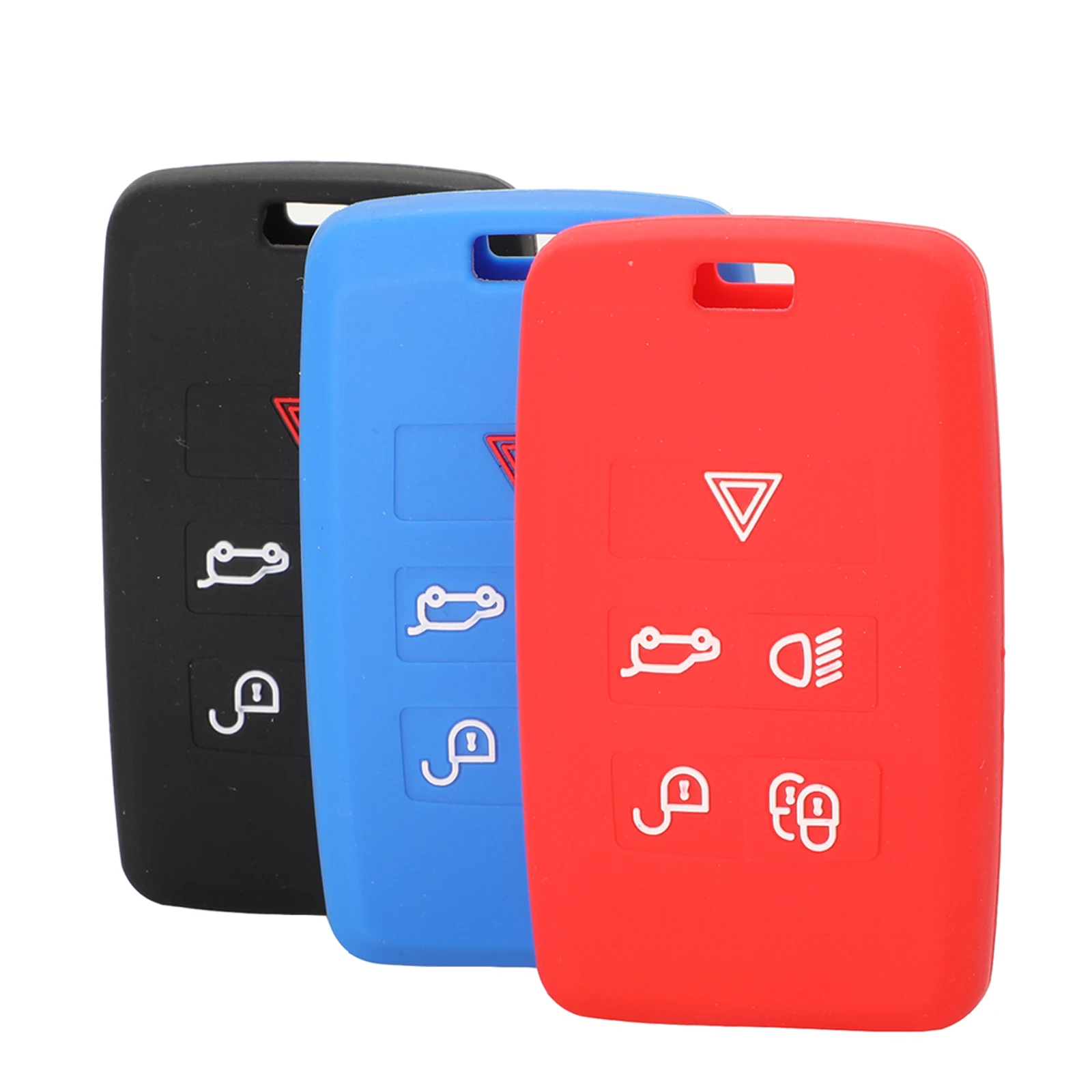 

jingyuqin 10pcs For Range Rover Velar Discovery For Jaguar E-Pace 2018 2019 Fob 5 Buttons Silicone Remote Flip Car Key Case Cove