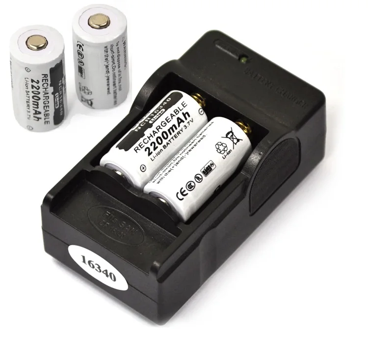 

NEW 3.7v 2200mAh CR123A rechargeable lithium battery 16340 battery