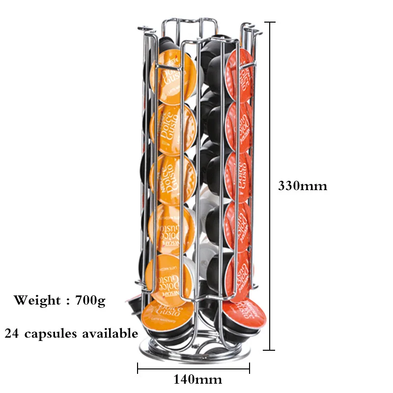 

Coffee Capsule Storage Rack Useful Coffee Pod Holder Iron Chrome Plating Stand for 24pcs Dolce Gusto Capsule