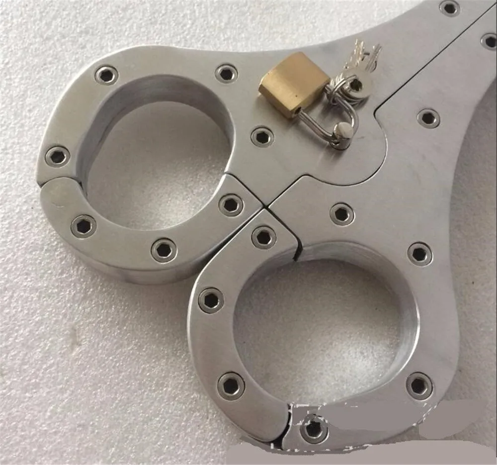 Роскошный ошейник для Шеи Шлем-бандаж из нержавеющей стали наручники манжеты на