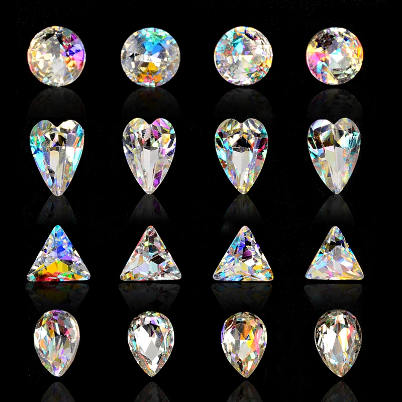 Кристаллы AB 3D Стразы для дизайна ногтей драгоценные камни с плоской задней