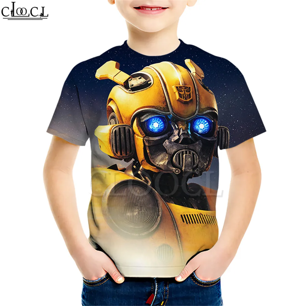 Kids T shirt 1 Футболка с принтом супергероя автомобиля шмеля Креативная одежда с объемным рисунком для мальчиков и девочек Повседневные детские топы с короткими рукавами, Прямая поставка - Цвет: Kids T shirt 1
