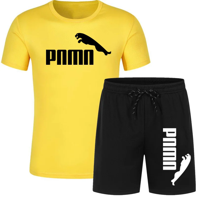 

Fashion new hot sale printed T-shirt sports suit couple quick-drying running clothes summer short-sleeved shorts 2-piece set