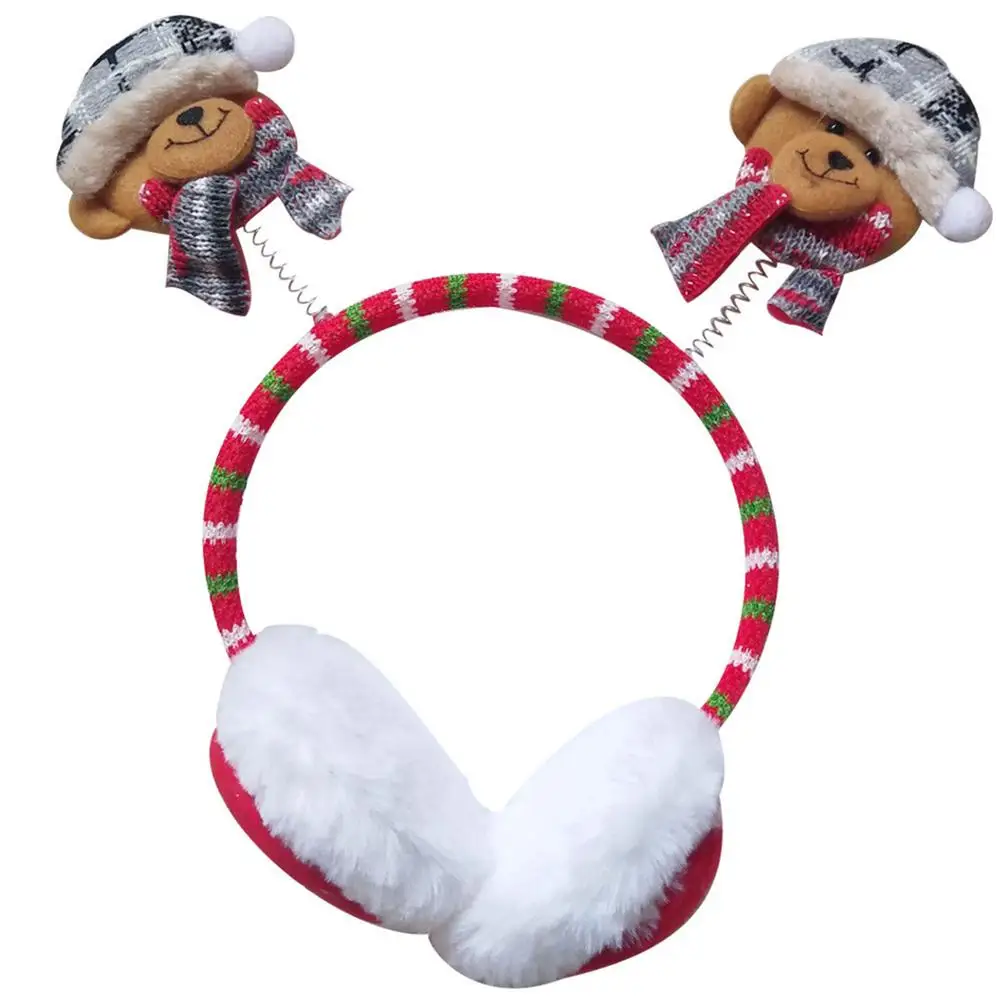 

Christmas Plush Animal Earmuffs Snowman Bear Reindeer Winter Warm Ear Covers Headband For Winter Outdoor Women Girl
