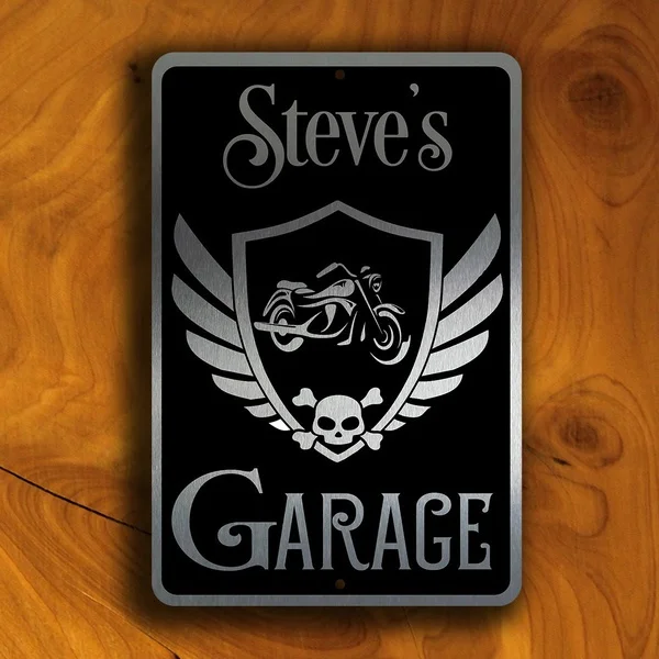 

Personalized Skull Steve's Biker Motorcycle Garage Graphic Tin Sign Poster Home Pubs & Bars Poster Wall Art Poster Coffee