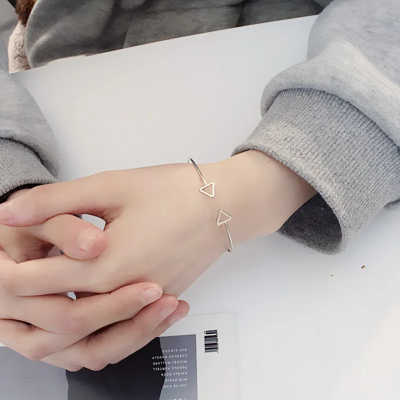 Женский браслет ювелирные изделия простые Треугольные металлические браслеты