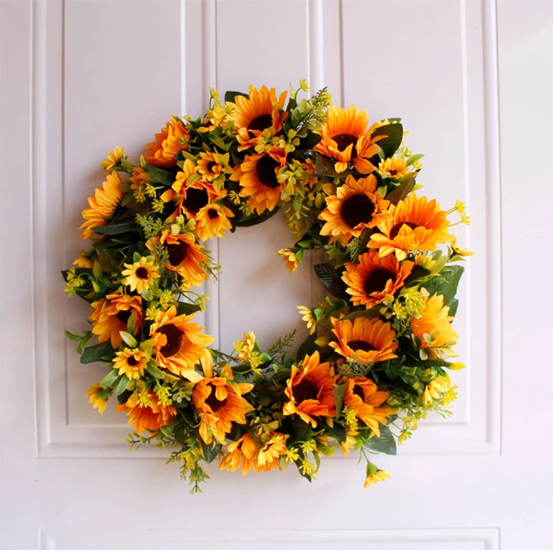 Подсолнух ягоды кленовые листья венок из искусственных цветов Гирлянда День