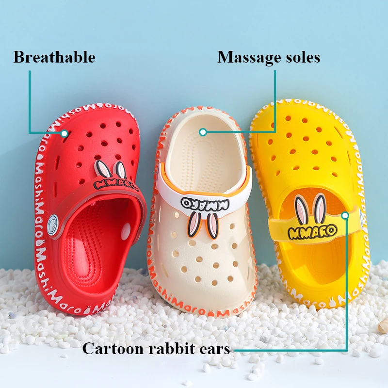 Сандалии для девочек и мальчиков милые Кроксы Нескользящие летняя пляжная обувь