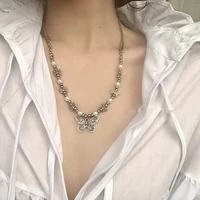 korean retro personality cool hip hop trend light luxury butterfly necklace pendant trend stitching hundred matching accessories
