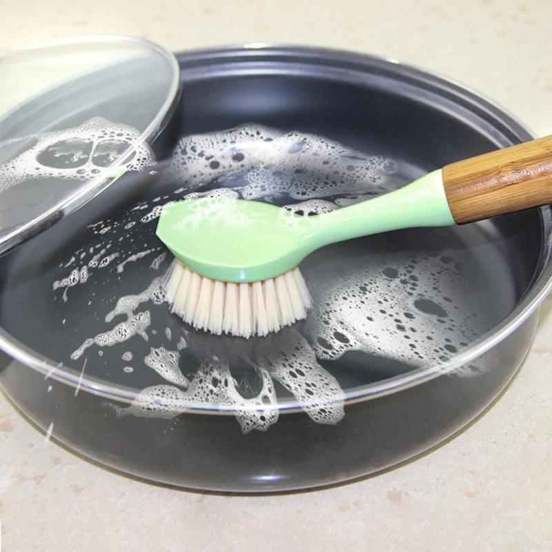 DSHA 1 шт. натуральная бамбуковая щетка для посуды рук над деревянной ручкой и