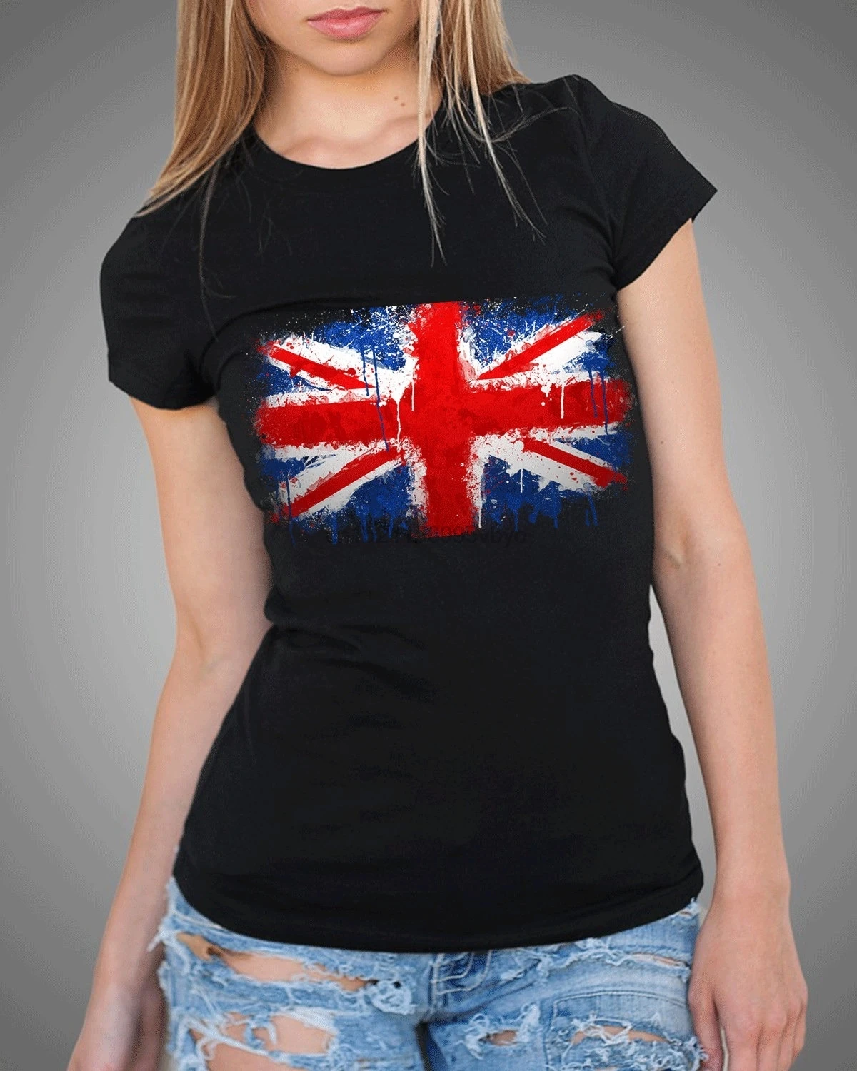 Британская британская состаренная футболка с флагом женская Женский Топ из 100