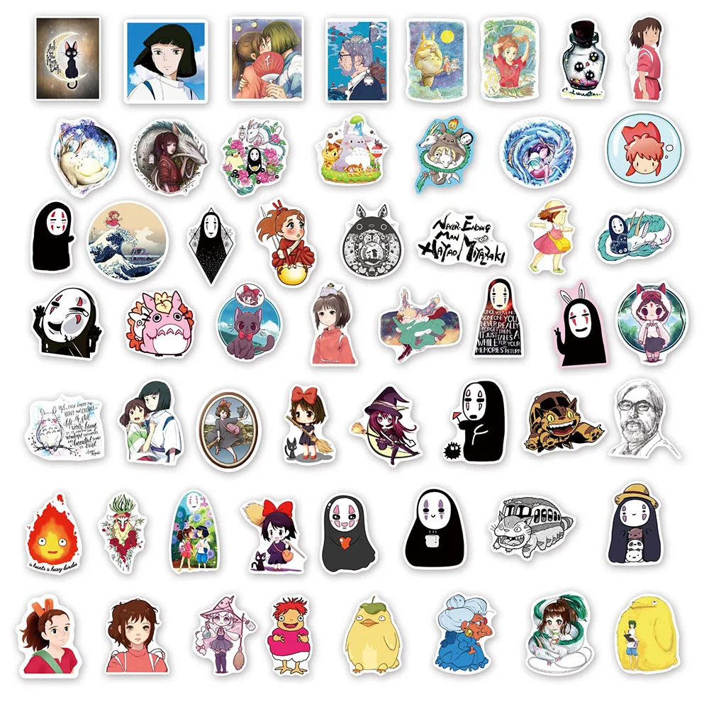 103050pcs cartoon anime stickers ghibli hayao miyazaki totoro spirited away princess mononoke kiki stationery sticker decals free global shipping