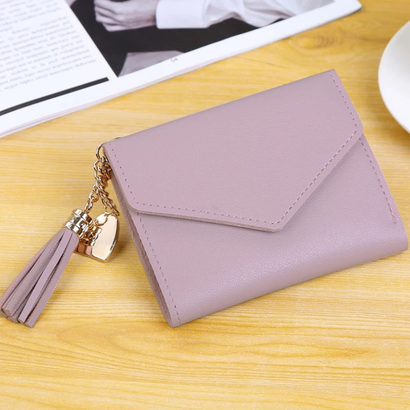 Purple Мини-кошелек с кисточками, женский модный кошелек, женские короткие мини-кошельки, корейские студенческие милые кошельки, женский маленький кошелек для женщин - Цвет: Purple
