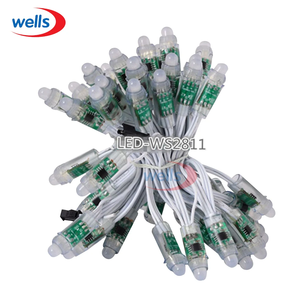 50 шт. WS2811 водонепроницаемый модуль 5 в Пиксель 12 мм RGB шарик адресуемый