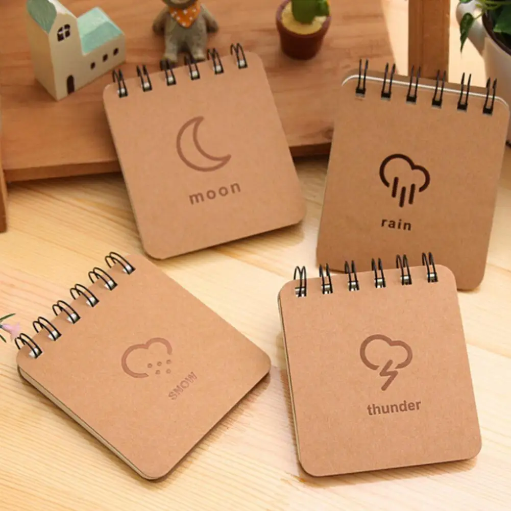1Pc Mini Portable Snow Thunder Moon Rain Coil Book Pocket Notebook Notepad Kids Student Writing Supply Weather Forecast Series | Канцтовары