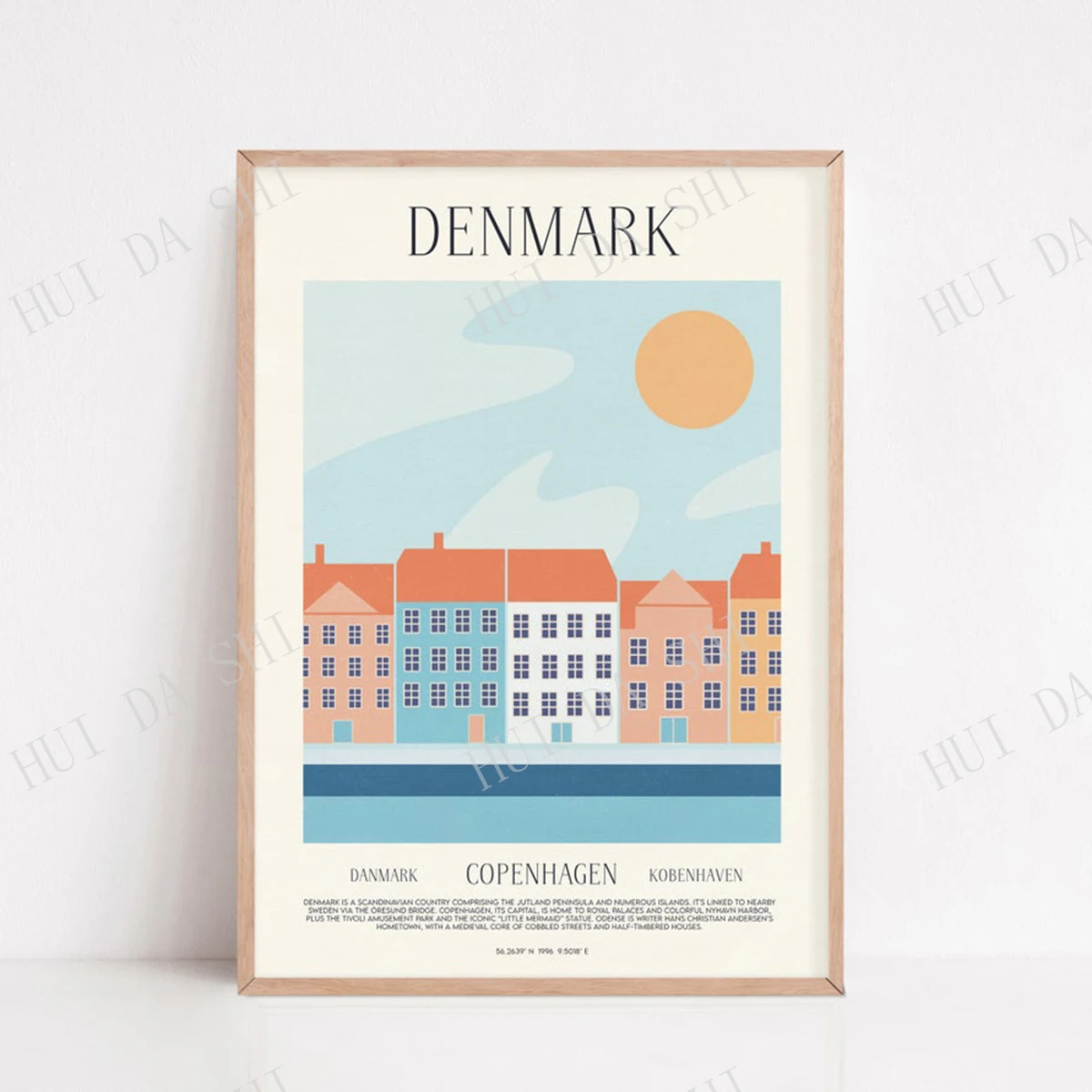 Плакат Дания печать плаката Копенгагена ретро настенное искусство
