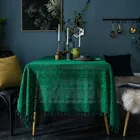 Ретро зеленая вязаная крючком скатерть хлопчатобумажная вязаная полый кофейный столик Обложка тканевая декорация ткани