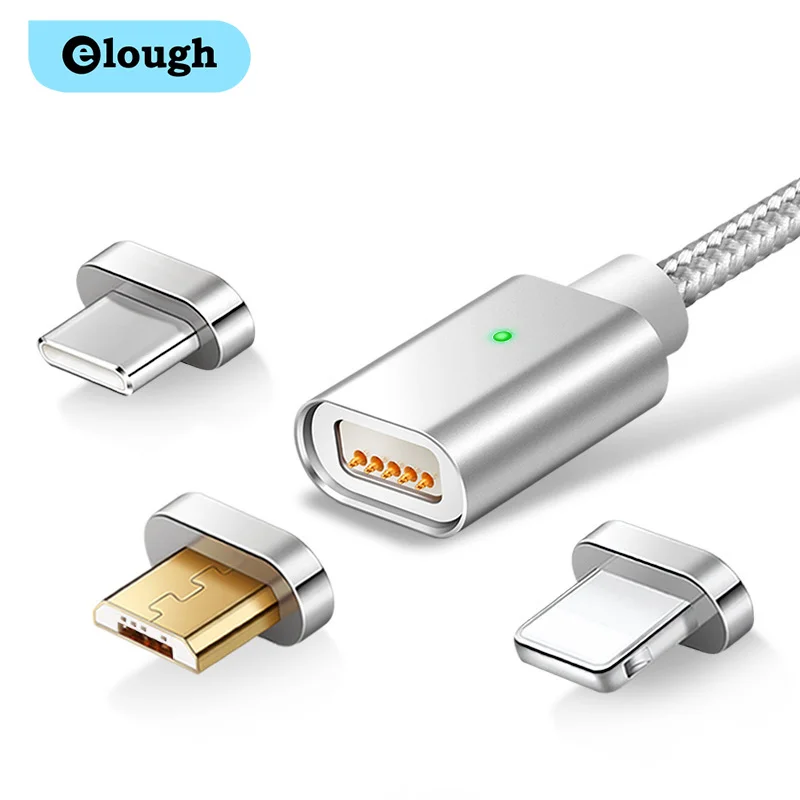 Магнитный кабель Elough магнитный Micro USB Type-C для iPhone Xiaomi Huawei зарядное устройство 2 4 А