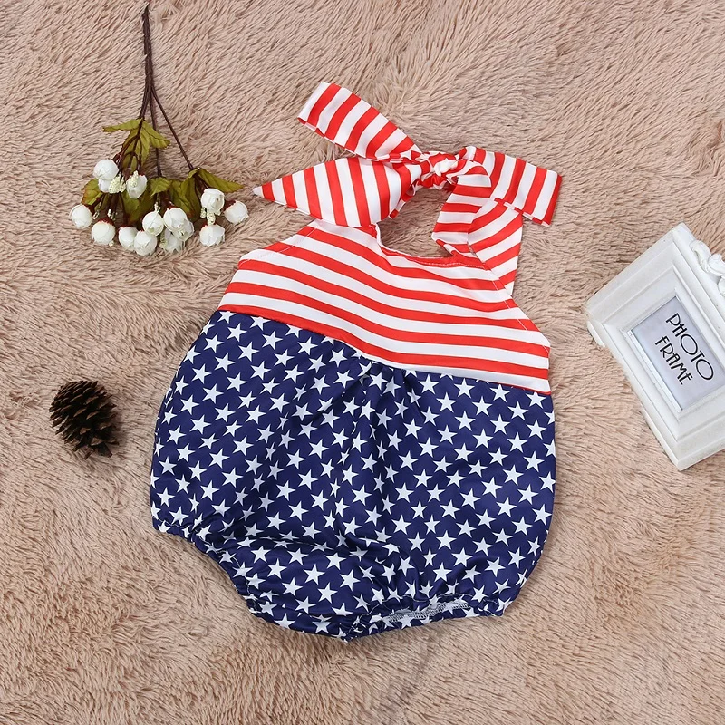 Baju Musim Panas Bayi Anak Bayi Baru Lahir Bodysuit Motif Bintang Bergaris Baju Anak Perempuan Anak Laki-laki Baju Sunsuit
