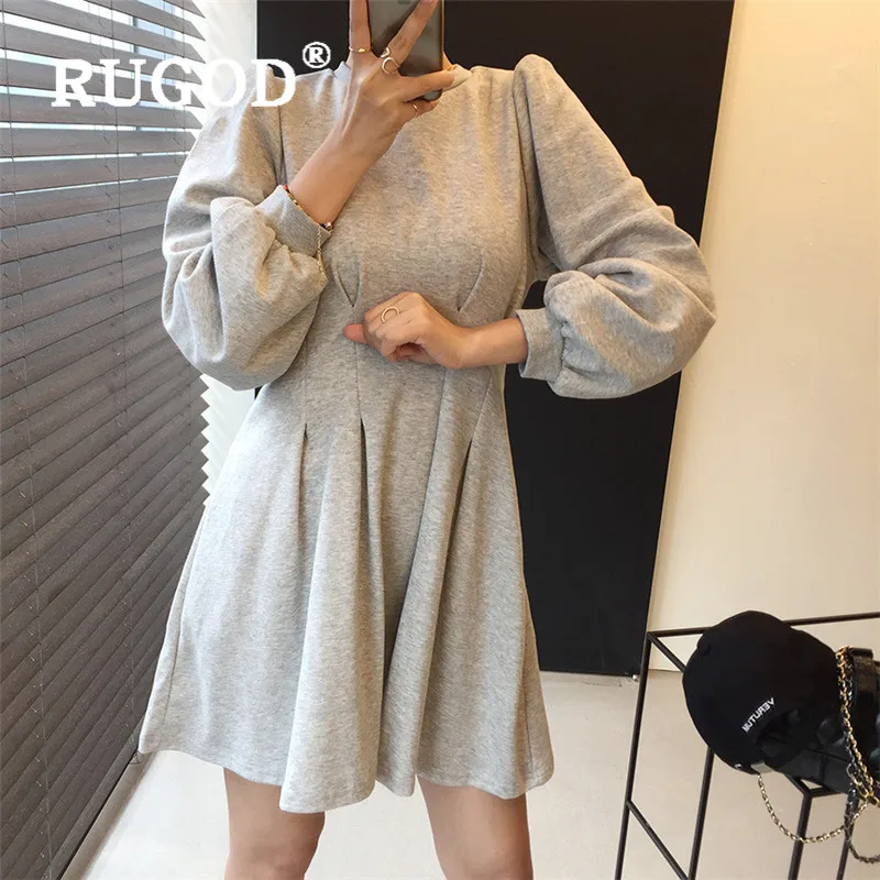Женское мини-платье RUGOD весеннее корейское элегантное платье с круглым вырезом и