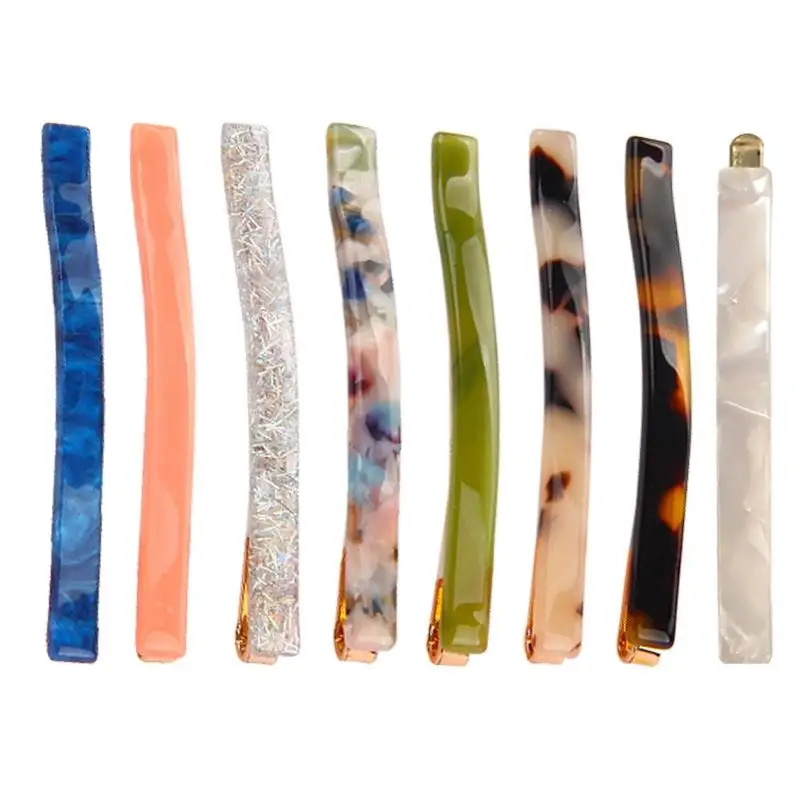 

8PCS New Fashion Alligator Hair Clip Rectangle Women Girls Hairpin Hair Cutting Tools Color Acrylic Barrette