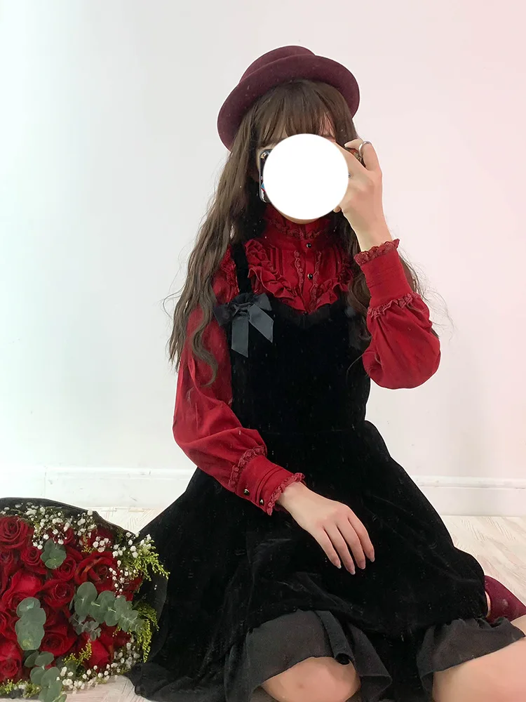 Винтажная Милая рубашка в стиле &quotЛолита&quot дворцовая кружевная приталенная