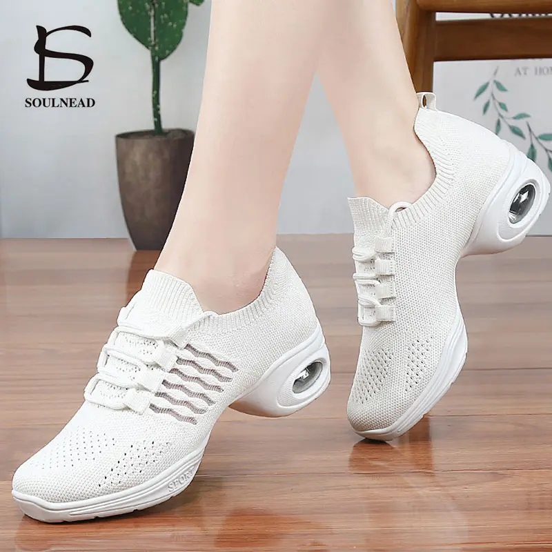 Танцевальные Кроссовки Женская джазовая обувь для танцев Дышащая мягкая подошва