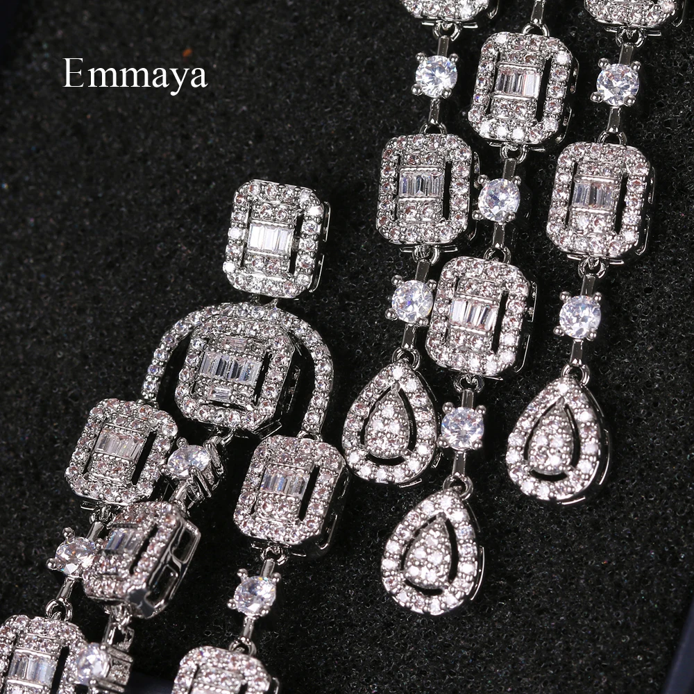 Серьги кисточки Emmaya с фианитами женские длинные висячие украшения различных