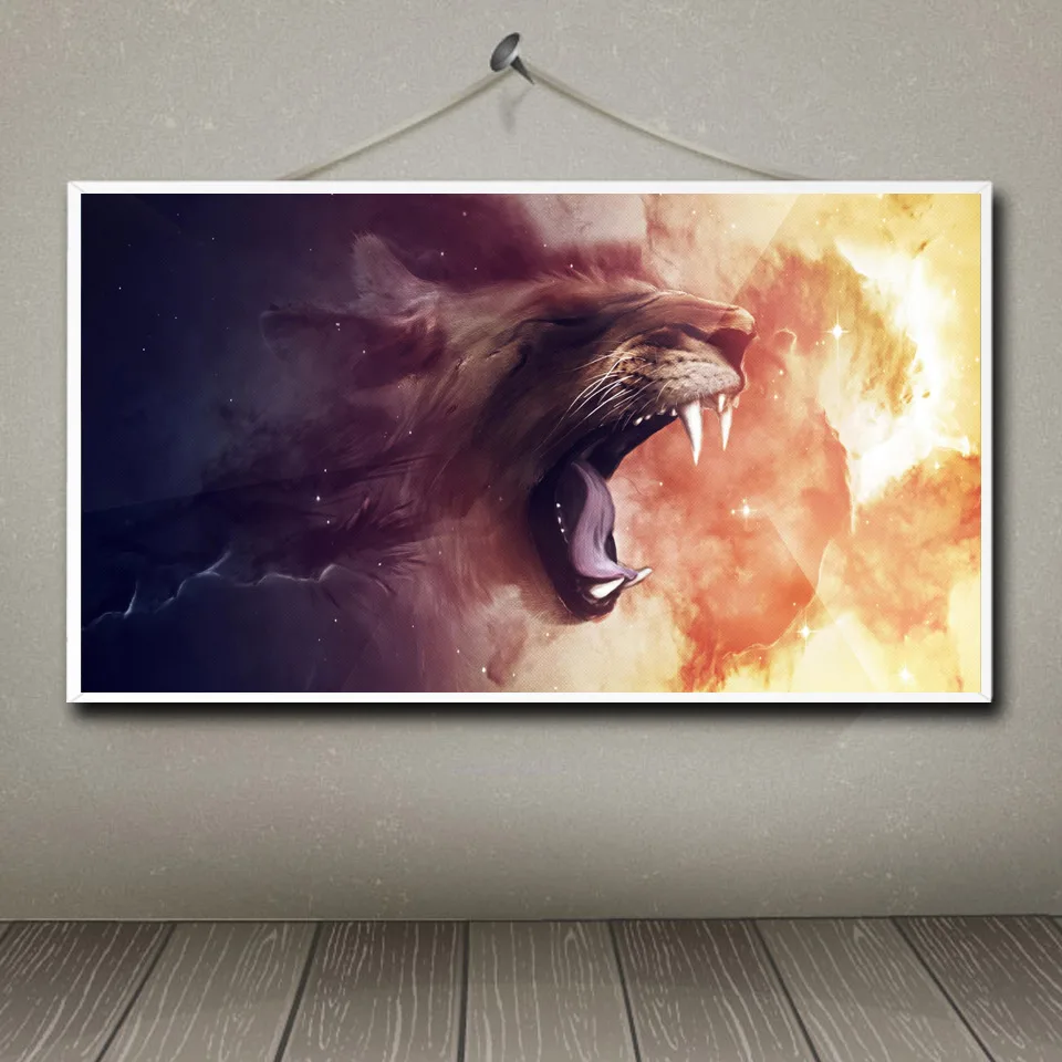 Животные Лев Абстрактная живопись Гостиная Современная Стена искусство