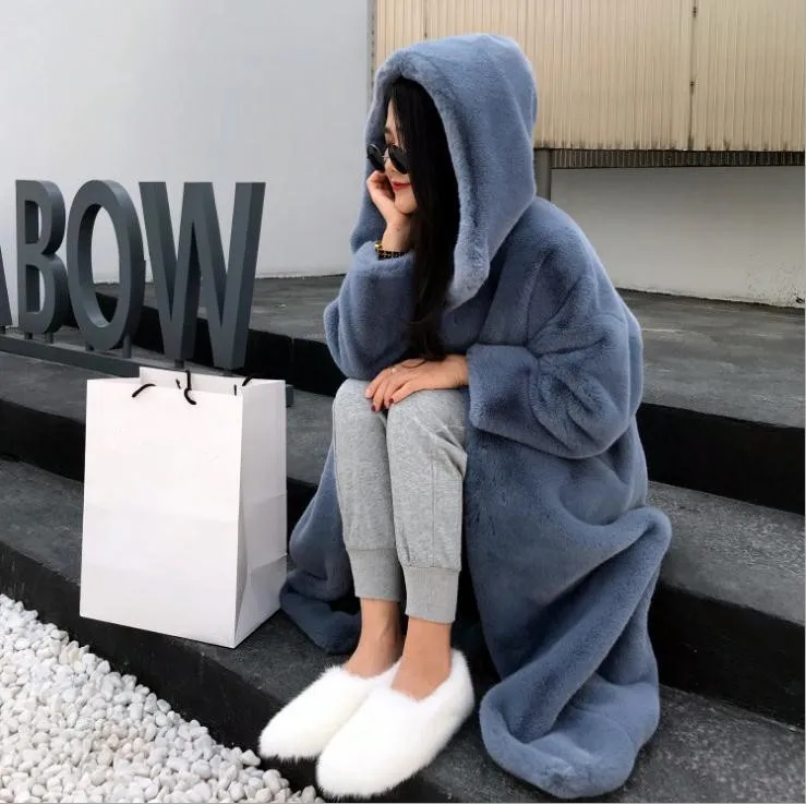 Новейшая Женская длинная куртка с капюшоном зима осень толстая меховая верхняя