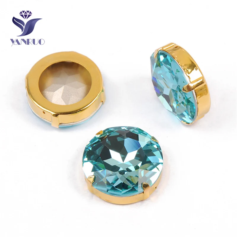 Aquamarine Yanruo 1201 круглая нашивная СТРАЗА стеклянные поделки камни и кристаллы Точка назад большие стразы для украшения - Цвет: Aquamarine