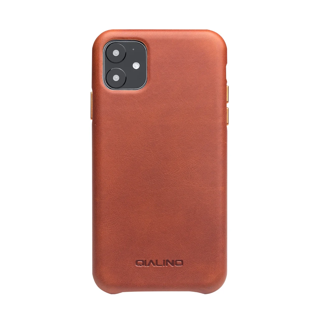 Light brown back1 QIALINO из натуральной кожи чехол для телефона для iPhone 11Pro Макс анти-осень модная обувь класса люкс ручной ультра тонкая задняя крышка для iPhone11 Pro - Цвет: Light brown back1