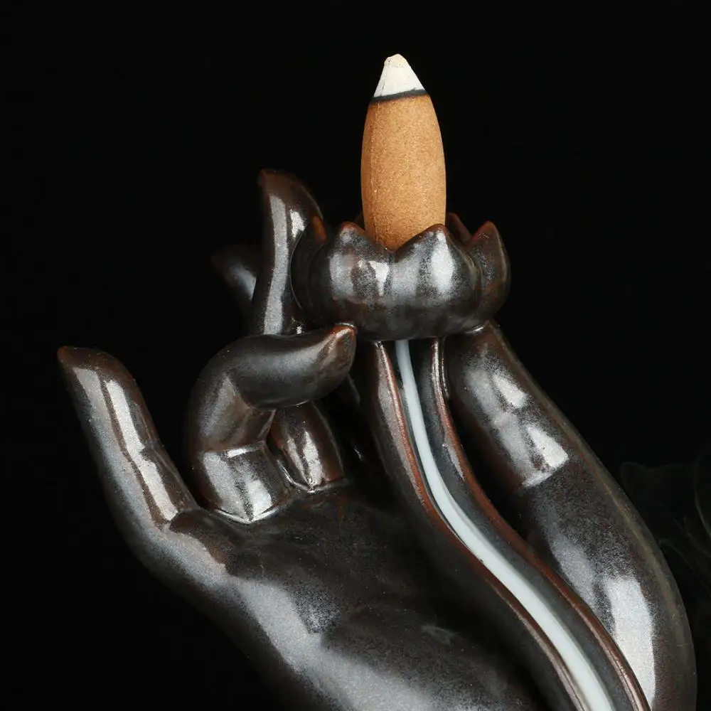 

Guangyin Backflow Incense Burner Smoke Waterfall Ceramic Incense Sticks Holder + 120 incense cones + 30 Pcs incense sticks + pad