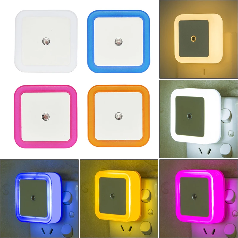 

Wireless Sensor LED Night Light UK EU US Plug Mini Square Night Lights For Baby Room Bedroom Corridor Nightlight Lamp