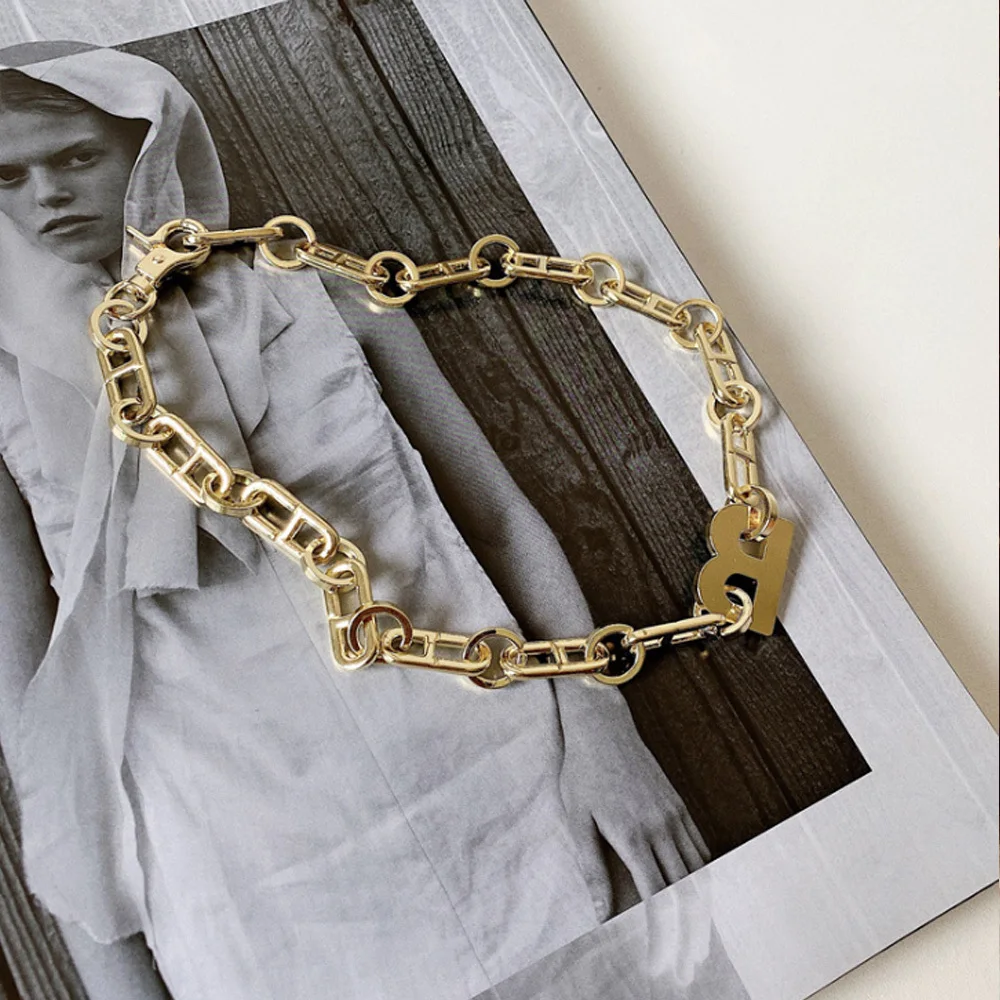 B буквенный Чокер-ожерелье в стиле панк цепочка для ключицы подвеска Золотая
