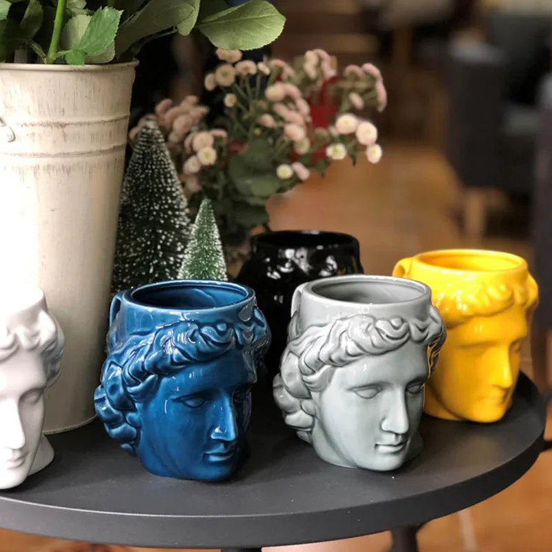Керамические молочные кружки большой емкости голова Давида чашки Ретро