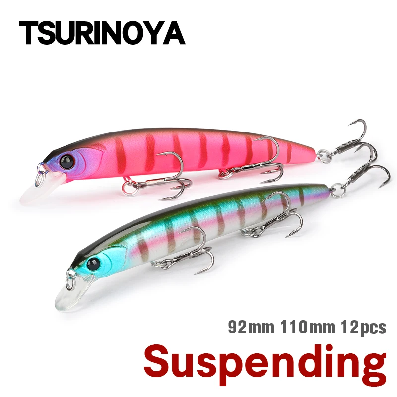 

TSURINOYA SP Jerkbait 110mm 92mm 12PCS Minnow Per Set Fishing Lures Suspending Wobbler Model Crank Bait Professional Hard Bait