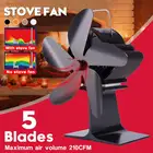 Разноцветный камин, 5 лезвий, рабочая деревянная горелка Ecofan, тихая домашняя фотография, эффективное распределение тепла