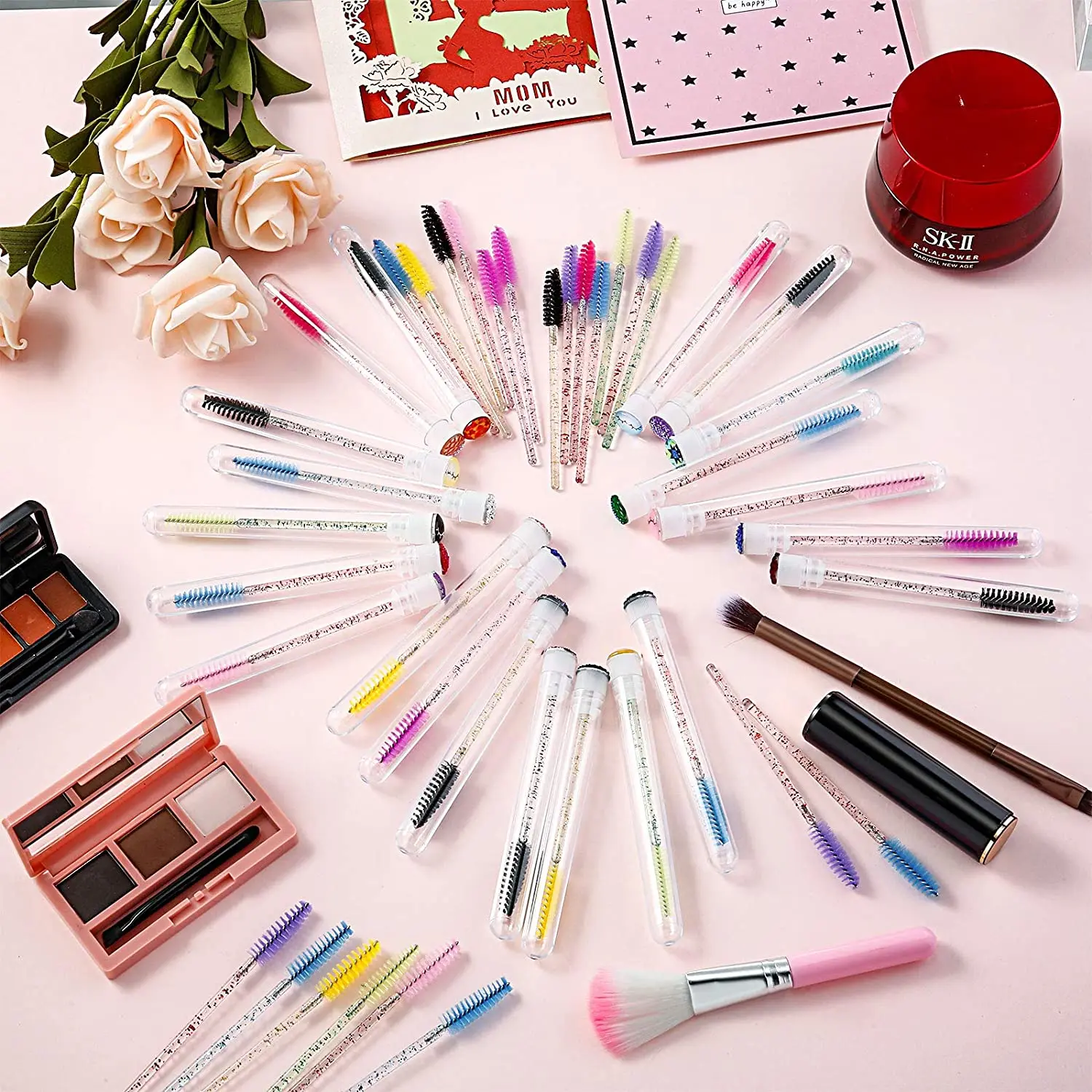 

25/50pcs Reusable Eyebrow Brush Tube Disposable Mascara Wands for Eyelash Extension Replaceable Dust-proof Eye Lash Brushes