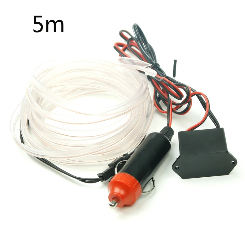 White 5 meters 3/5 метров салона светильник декоративные полосы 12V Авто Светодиодные ленты EL трос автомобиля атмосферу Декор Светильник гибкий неоновый светодиодный светильник "сделай сам" - Испускаемый цвет: White 5 meters