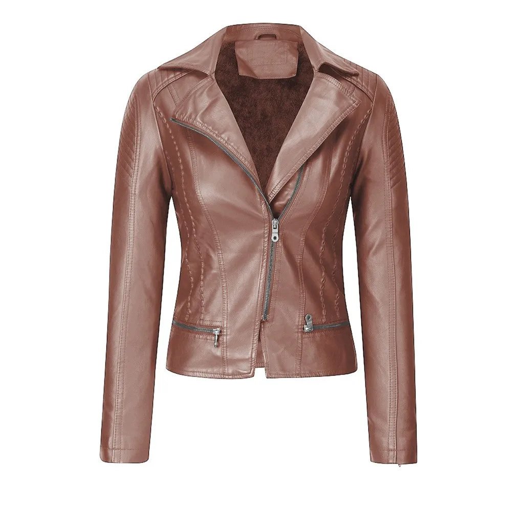 Женская модная куртка повседневное короткое пальто из искусственной кожи на