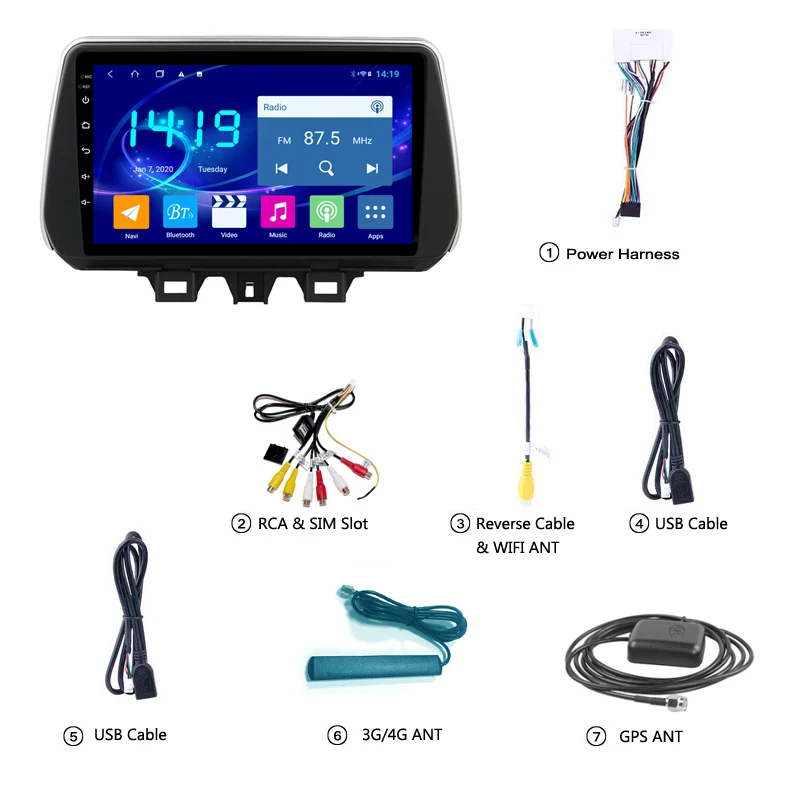 

4G+64G IPS Screen Car Radio For 2018 2019 Hyundai Tucson Android 10 GPS Navigation Bluetooth DSP CARPLAY RDS