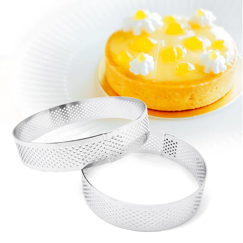 

6 8 10 CM Stainless Steel Tart Mold Ring Tartlet Cake Mousse Molds Cookies Pastry Circle Cutter Pie Ring Perforated