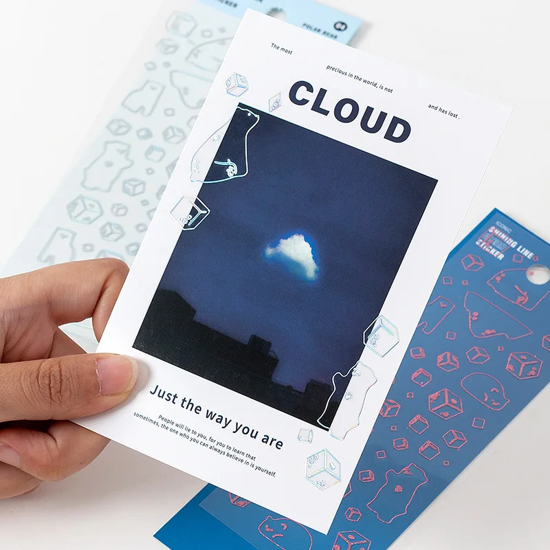 LL 1 PC Flash Bronzing Silver Golden Stickers Pvc Waterproof Self-adhesive Kawaii Diy Decoration Stationery Supplies on - Одна штука самоклеящихся водонепроницаемых стикеров из ПВХ с золотой и серебряной бронзой для украшения канцелярских принадлежностей 